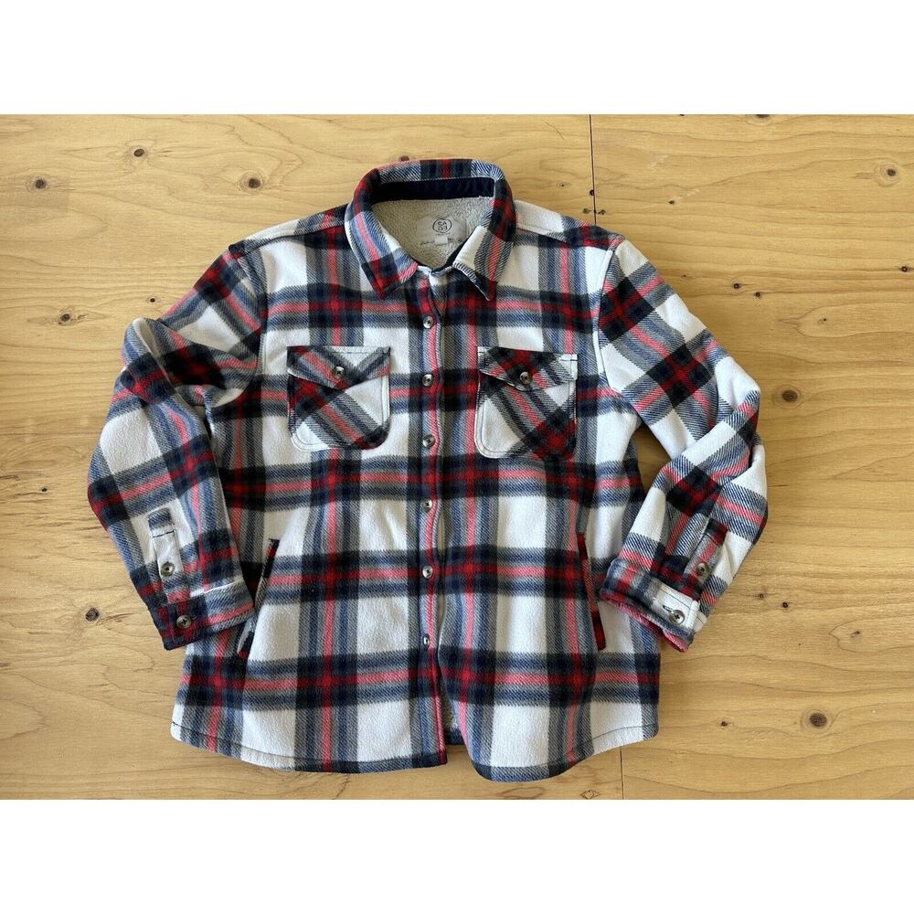 Sage Collective Barn Jacket Womens XL Plaid Fleece Shacket Sherpa Lined